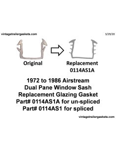 Airstream 1972 to 1986 Dual Pane Window Sash Replacement Gasket not Spliced